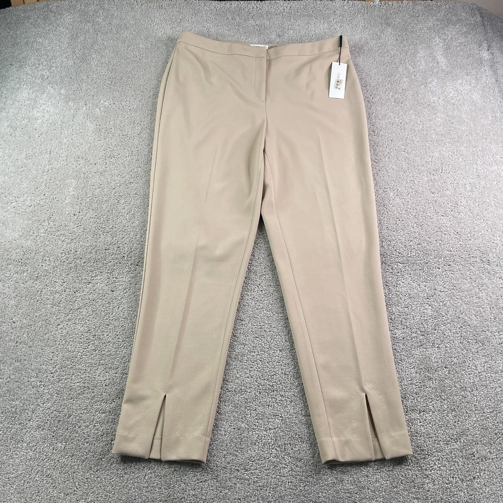 NEW Calvin Klein Pants Womens Size 12 Beige Latte Ankle Vent Tapered Career